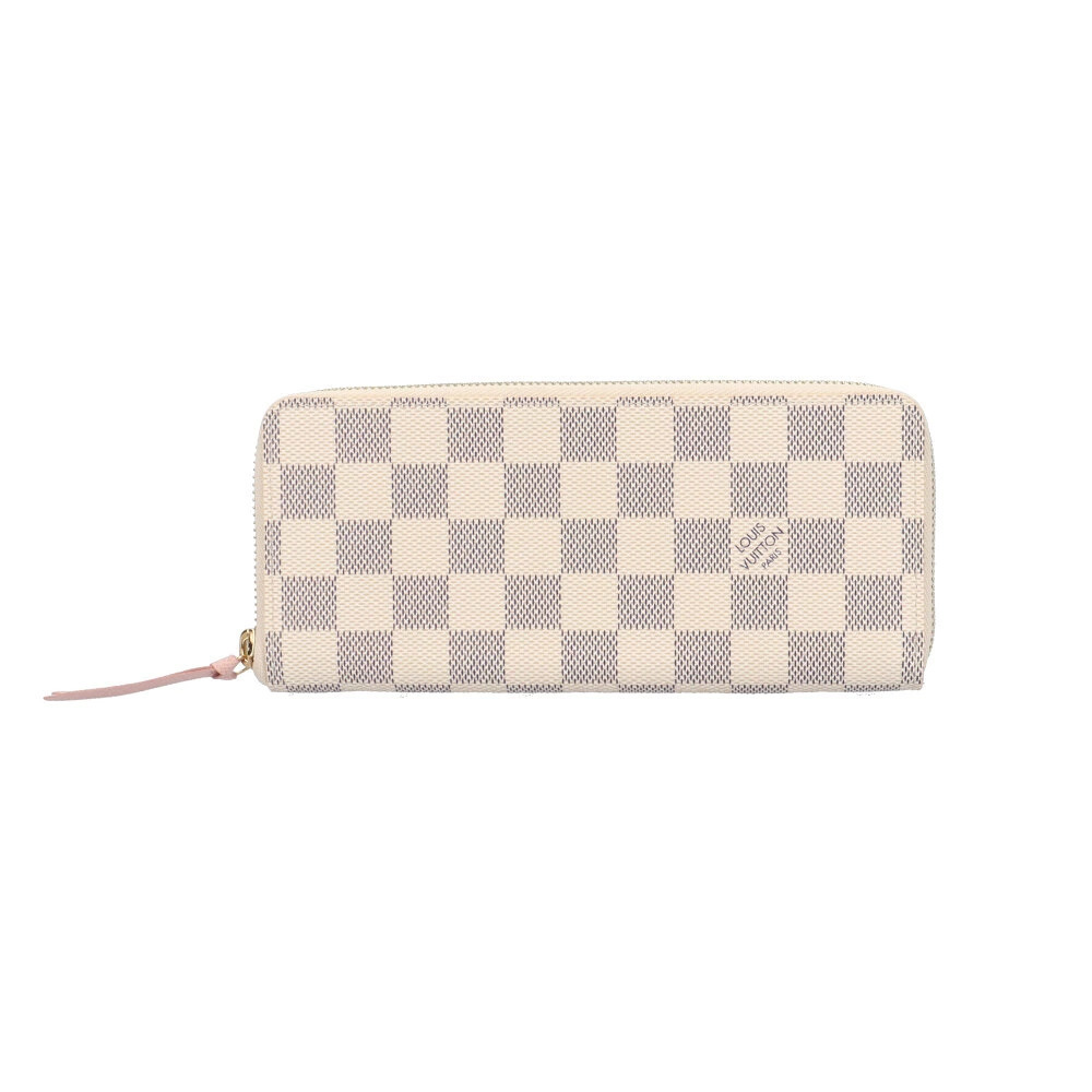 Louis Vuitton Portefeuille Clemence Damier Long Wallet Canvas Azur White